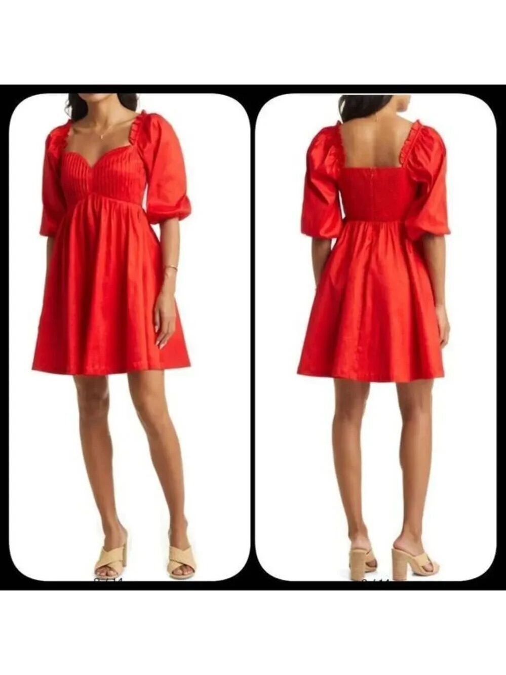 VICI PUFF SLEEVE BABYDOLL DRESS IN RED sz XS